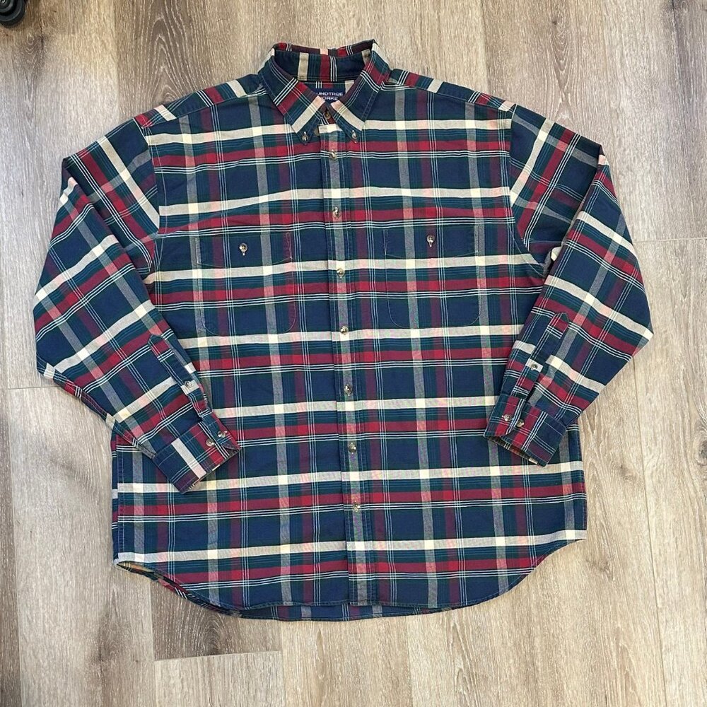 Vintage 90s Men's Plaid Pocket Button Up XL 100% cotton